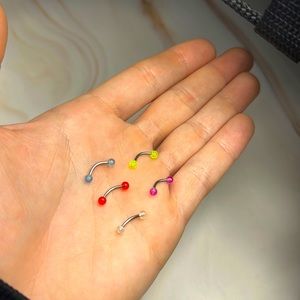 5 Pcs 16G Curved Barbell Eyebrow Rings Earring Hoop Body Piercing Jewelry